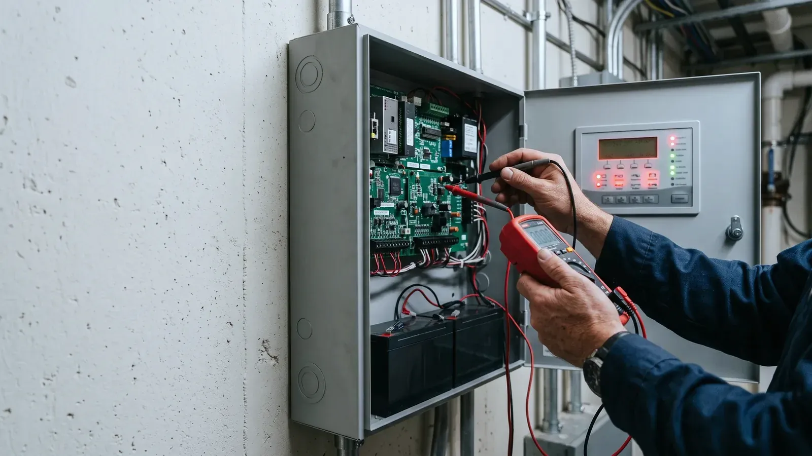 Fire alarm control panel in a commercial building, the heart of a required fire alarm system
